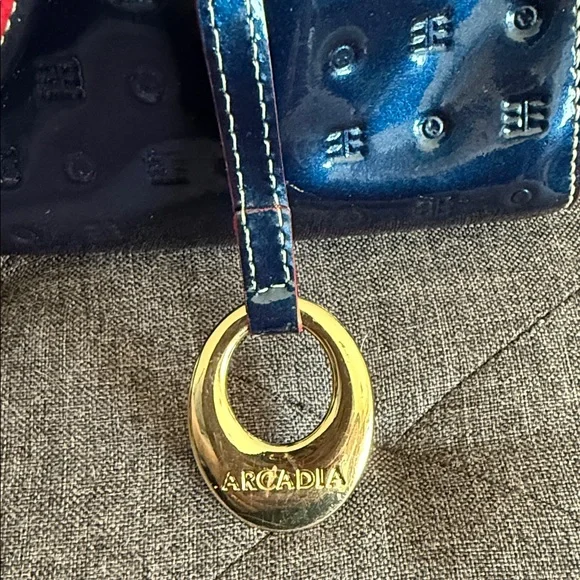 Arcadia Dark Blue Embossed Satchel - Picture 3 of 8